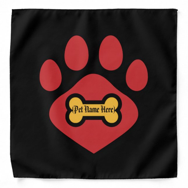  Pet Bandana Large Animal Paw (Front)