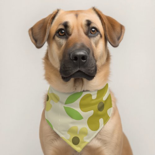Pet Bandana with Tan Flowers Collar