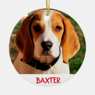 Pet Beagle Dog Photo Personalized Ceramic Ornament