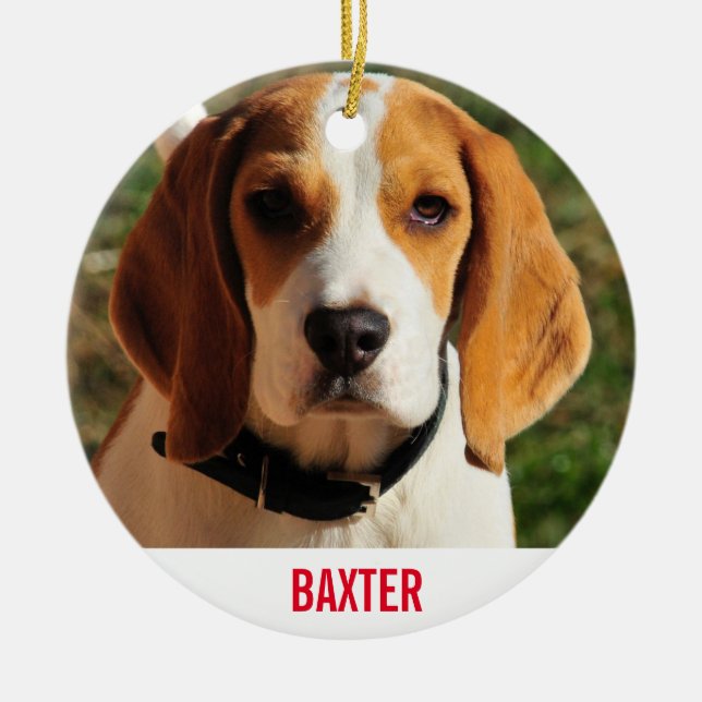 Pet Beagle Dog Photo Personalized  Ceramic Ornament (Front)