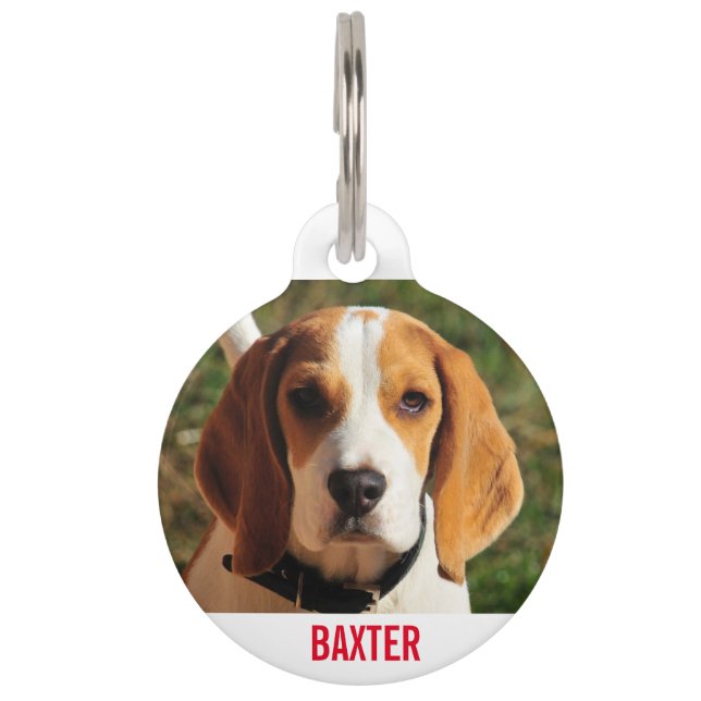 Pet Beagle Dog Photo Personalized Pet ID Tag (Front)