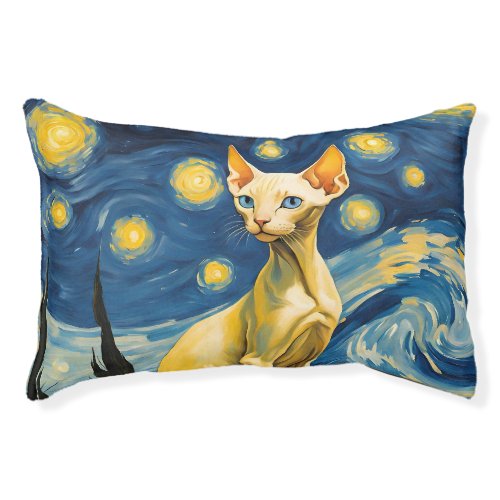 Pet Bed  Elf Sphynx Cat Starry Night Painting Art