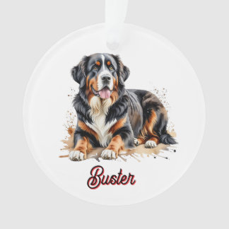 Pet Bernese Mountain Watercolor Brown Personalize Ornament