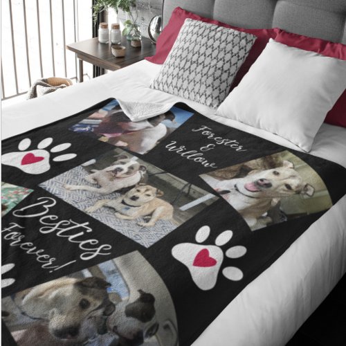 Pet Best Friends photo collage Fleece Blanket