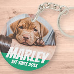 Pet BFF Best friend Photo Modern Cool Simple Keychain<br><div class="desc">Design is simple with a simple color background and sans serif typography for a superhero look.</div>