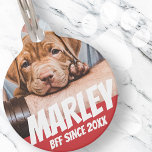 Pet BFF Best friend Photo Modern Cool Simple Pet ID Tag<br><div class="desc">Design is simple with a simple color background and sans serif typography for a superhero look.</div>
