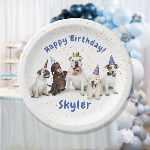 Pet Birthday Dog Celebration  Blue Paper Plates