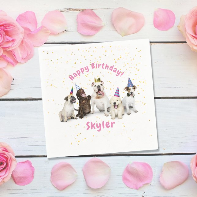 Pet Birthday Dog Celebration | Pink Napkins (Creator Uploaded)