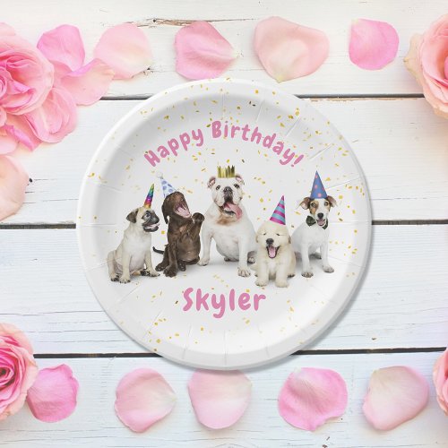 Pet Birthday Dog Celebration  Pink Paper Plates