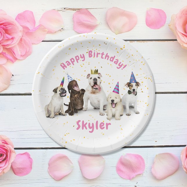 Pet Birthday Dog Celebration | Pink Paper Plates (Creator Uploaded)