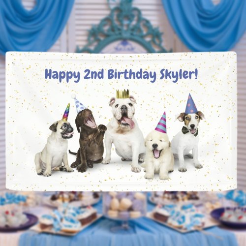 Pet Birthday Dog Party  Blue Banner