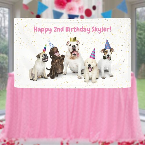 Pet Birthday Dog Party  Pink Banner