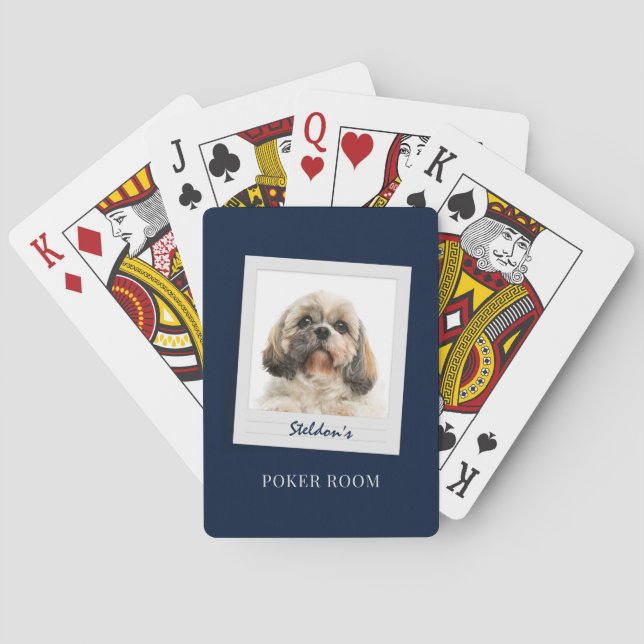 Pet Birthday Dog Photo Personalized Games Room Poker Cards (Back)