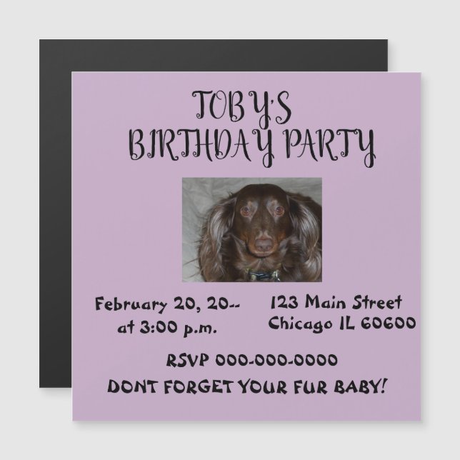 Pet Birthday Party Photo Celebration Invite (Front/Back)
