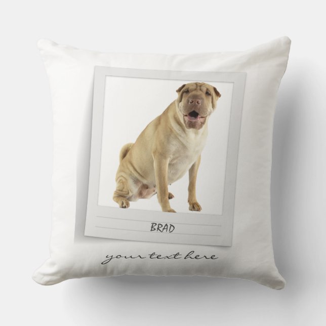 Pet Birthday Photo and Frame Personalized Throw Pillow (Front)
