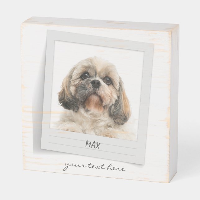 Pet Birthday Photo Frame Personalized Dog Wooden Box Sign (Angled Horizontal)