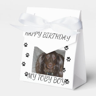Pet Birthday Photo Pawprint Celebration Design Favor Boxes