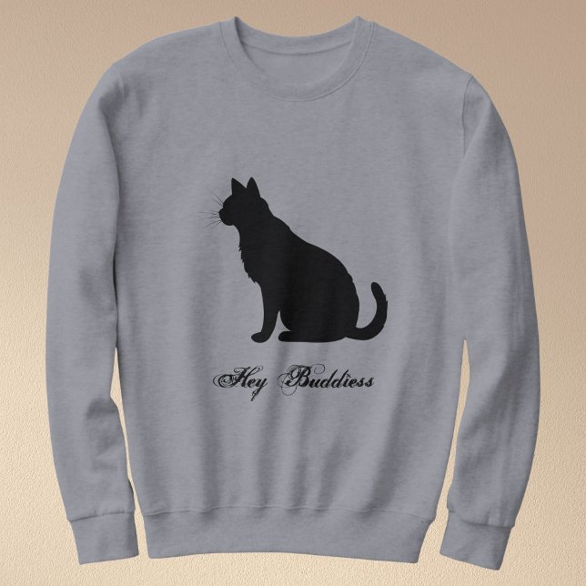 Pet Black Cat Lovers Funny Quote Customized Grey Sweatshirt (Creator Uploaded)