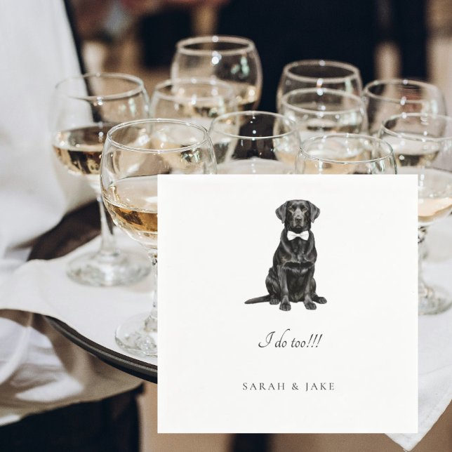 Pet Black Lab in Wedding Bow Tie Wedding Napkins (Creator Uploaded)