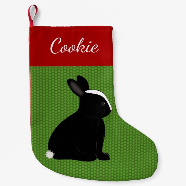 Pet Black Rabbit Personalized Christmas Small Christmas Stocking (Front)