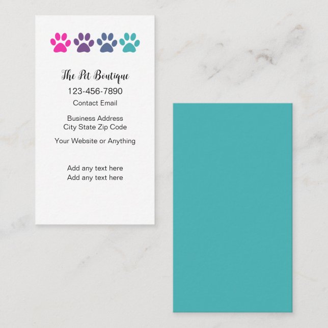 Pet Boutique Trendy Simple Business Cards (Front/Back)