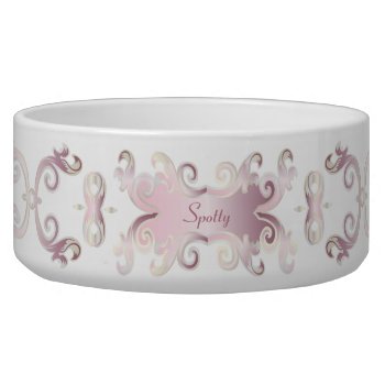 Pet Bowl - Pink & Pearl - 1 by LilithDeAnu at Zazzle