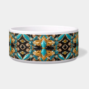 Pet Bowl with Bahamas Colors Abstract Design