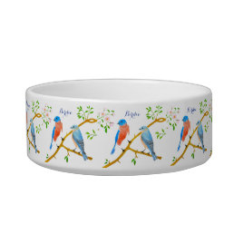 Pet Bowl With Bluebirds And Text