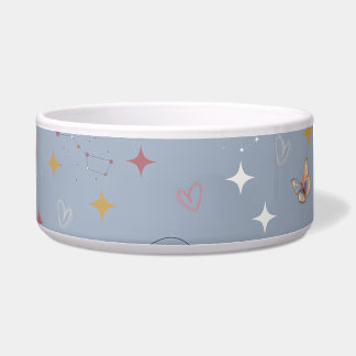 Pet bowl with orbit butterflies design
