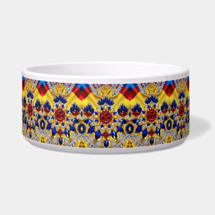 Pet Bowl with Romanian Colors Abstract Design