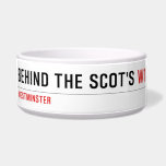 Behind the scot's  Pet Bowls