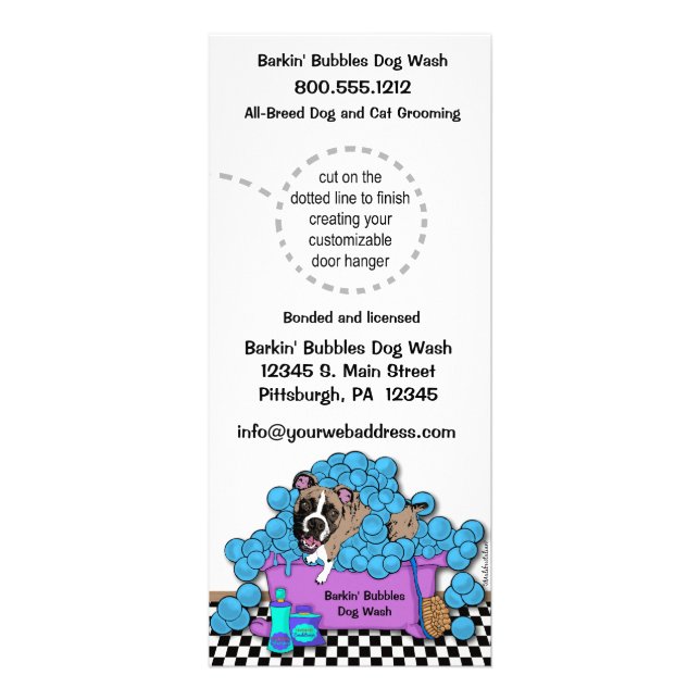 Pet Brindle Boxer Grooming Business Door Hangers Rack Card (Front)