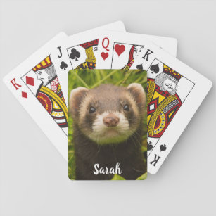 Pet Brown Bandit Ferret in the Grass Playing Cards