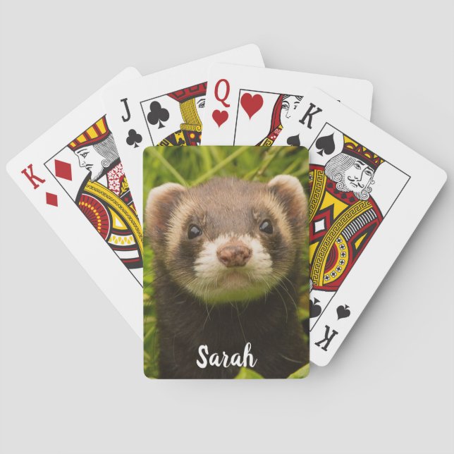 Pet Brown Bandit Ferret in the Grass Poker Cards (Back)