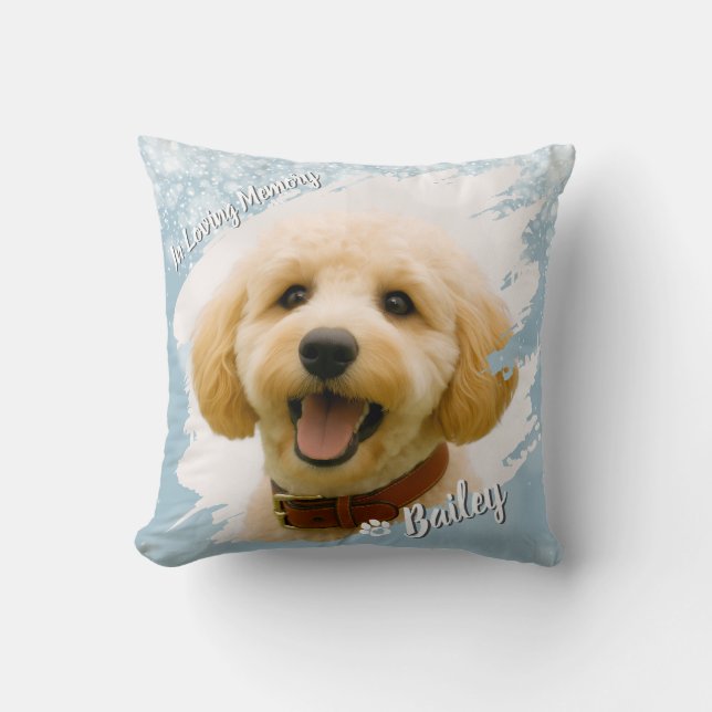 Pet Brush Stroke Custom Photo Memorial Keepsake Throw Pillow (Front)