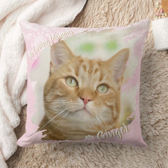 Pet Brush Stroke Custom Photo Memorial Keepsake Throw Pillow (Blanket)