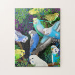 Pet Budgerigars In Ferns Puzzle at Zazzle