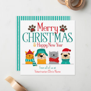 Pet Business Christmas Dog Cat Note Card