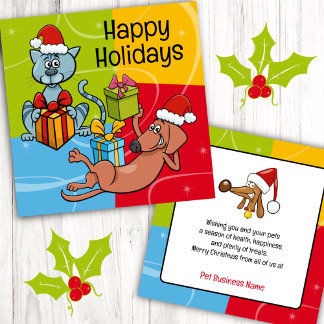 Pet Business Christmas Dog Cat Note Card
