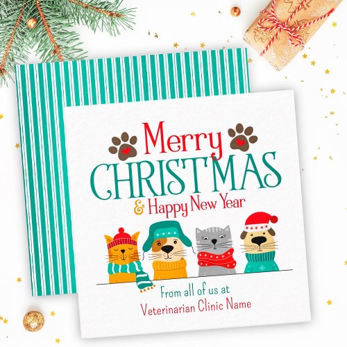Pet Business Christmas Dog Cat Note Card