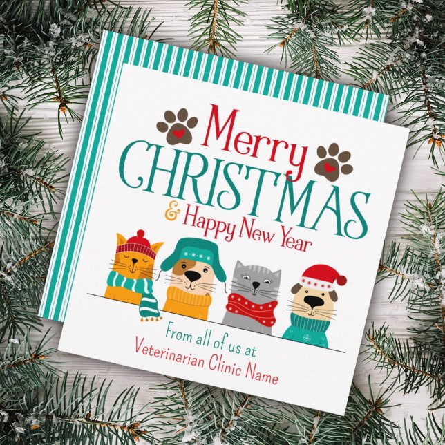 Pet Business Christmas Dog Cat Note Card (Creator Uploaded)