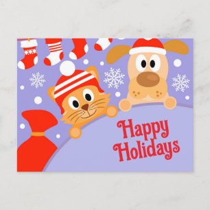 Pet Business Christmas Dog Cat Postcard