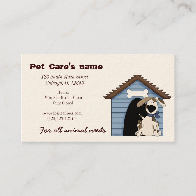 Pet Care Business Card (Front)