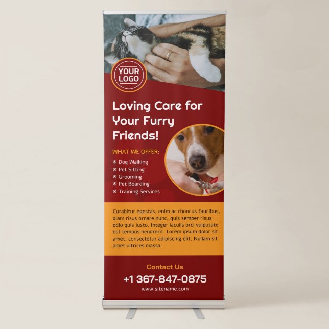 Pet Care Business Custom Retractable Banner (Front)