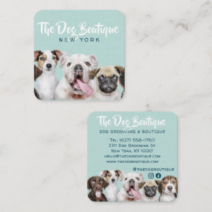 Pet Care Business Dog Grooming Cute Puppy Script Square Business Card