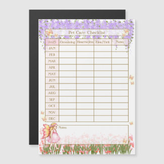Pet Care Checklist Log Flower Fairy Girl in Garden