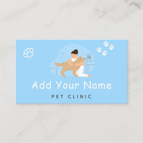 Pet Care Clinic Hospital Vet Add Social Media Blue Business Card