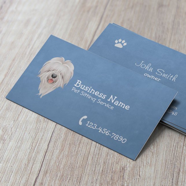 Pet Care Cute Dog Plain Blue Pet Sitter Business Card (Creator Uploaded)