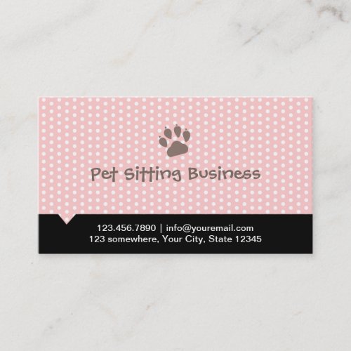 Pet Care Cute Paw Pink Pet Sitter Business Card