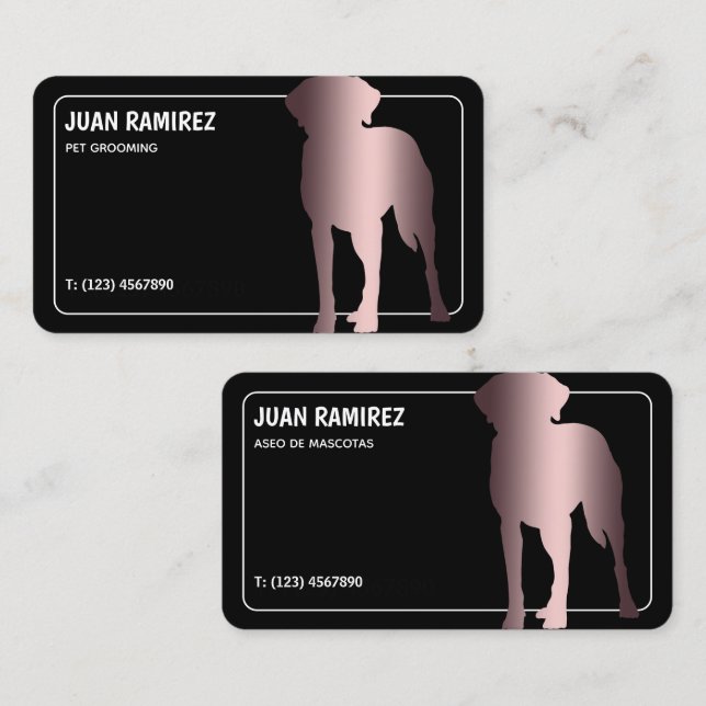 Pet Care Dog Groomer Bilingual Business Card (Front/Back)